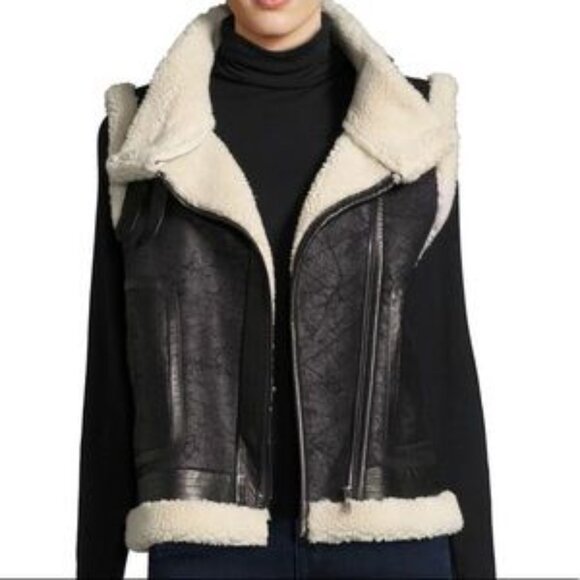 Joie Faux Shearling Lamb Leather Vest Size XS - Picture 2 of 8